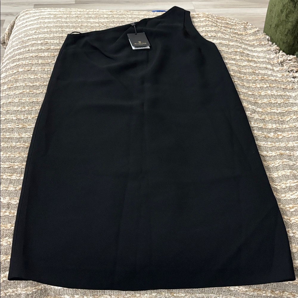 Massimo Dutti Black One Shoulder Shift Cocktail Special Occasion Dress Size 6 - Picture 13 of 13